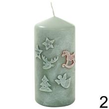 Vianočné sviečky HAPPY XMAS v ecru a sivej farbe.