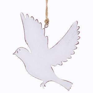 ZÁVES VTÁČIK KOVOVÝ BIELY 13x12x0,2CM - FLORASYSTEM