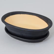 Bonsai kvetináč oválny antracitový s miskou.