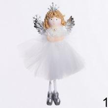 Biely anjel so zlatými vlasmi a striebornými krídlami, 16 cm.