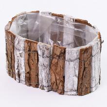 257FL/S OBAL OVÁL KORA NATUR+BIELY 19x12x10CM - FLORASYSTEM