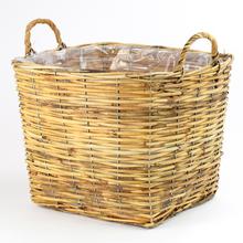Hranatý prútený kôš s uchom v XL veľkosti.