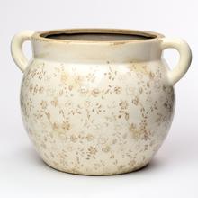 OBAL S UŠAMI KERAMIKA VZOR KVETY HNEDÁ 30,5x25,5x21,5CM SUPER CENA! - FLORASYSTEM