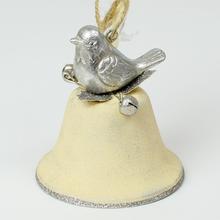 ZVON S VTÁKOM ZÁVES KOV BIELO/STRIEB 8,5x7,5x7,5CM - FLORASYSTEM