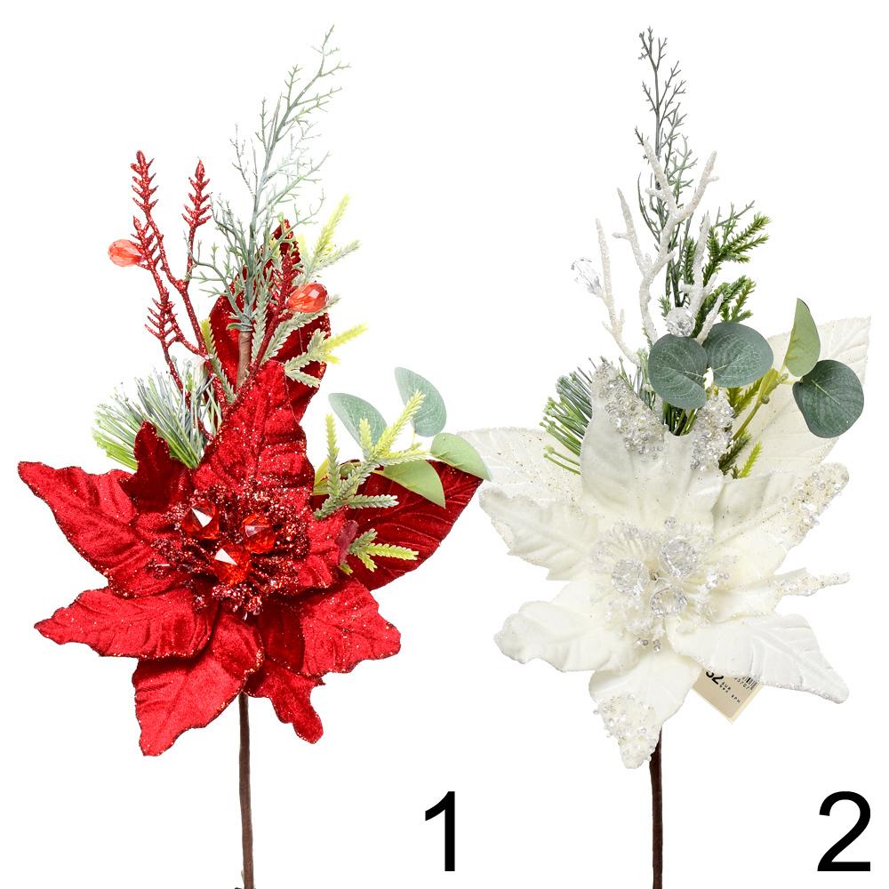 Umelé kvety PONSETIA MIXF 44CM v červenej a bielej farbe.