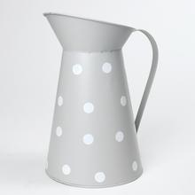 VÁZA DŽBÁN VEĽKÝ KOV ŠEDÝ VEĽKÉ BODKY V:26,5x15,5CM SUPER CENA! - FLORASYSTEM