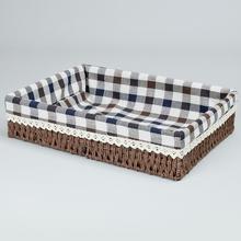 Prútený koš s hnedým vzorom kocka, sada 3 kusy.