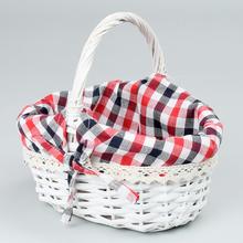 PRÚTENÝ KOŠÍK BIELY VZOR KOCKA S:26x20x15x21cm - FLORASYSTEM