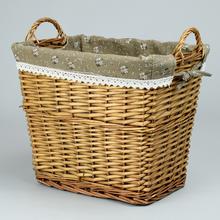 Prútený koš hnedý s ružovými bodkami