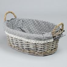 PRÚTENÝ KOŠÍK TM.HNEDÝ VZOR BODKA M:32x23x11cm - FLORASYSTEM