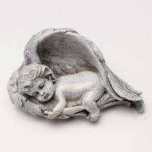 ANJEL V KRÍDLACH SIVÝ 9,5x6x6CM POLYRES - FLORASYSTEM