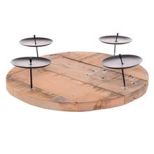 SVIETNIK KRUH HNEDÝ 4 SVIEČKY DREVO 30x7CM - FLORASYSTEM