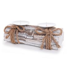 SVIETNIK SIV/HNE/BIE NA 2 SVIEČKY 24X10X9CM - FLORASYSTEM