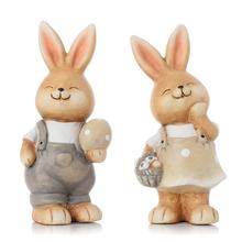 ZAJAČIKY HNEDÉ V ŠATÁCH S VAJÍČKOM A KOŠÍKOM MIX/2 KERAMIKA 7,5*6,8*17CM - FLORASYSTEM