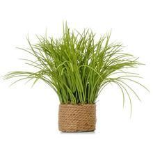 Umelá tráva v jutovom kvetináči