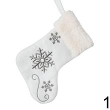 Vianočná ponožka béžová a biela s vločkami