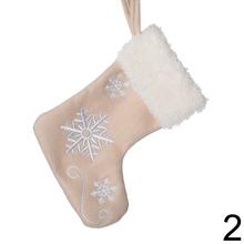 Vianočná ponožka béžová a biela s vločkami