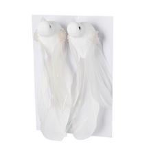 VTÁČIK NA ŠTIPCI S/2 PERIE 13CM BIELY - FLORASYSTEM