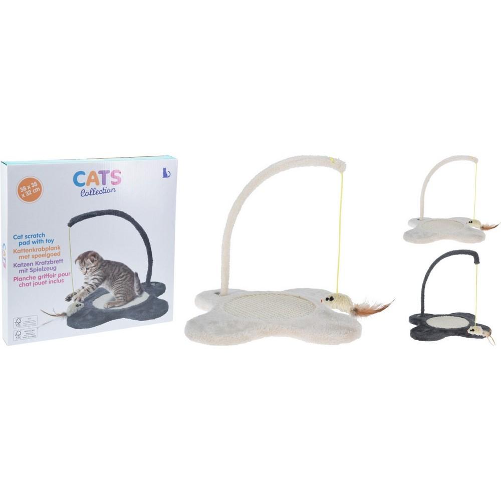 Stojan na škrabanie pre mačky s hračkou.