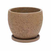 J103 KVETINÁČ + MISKA OKRÚHLY CYLINDER HNEDÁ 37xH30,3CM M - FLORASYSTEM