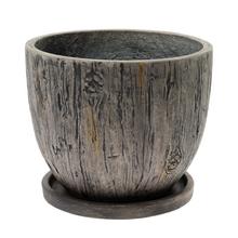 J89 KVETINÁČ + MISKA OKRÚHLY LINCY TM.ŠEDÁ 37H30,3CM L - FLORASYSTEM