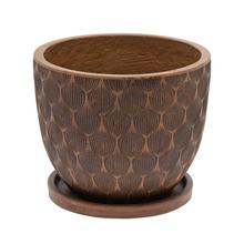 J63 KVETINÁČ + MISKA OKRÚHLY JILL HNEDÁ 24H19,6CM S - FLORASYSTEM