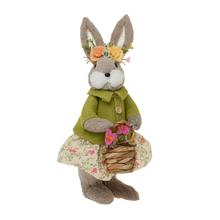 ZAJAČICA S KOŠÍKOM SLAMA 15x9x31CM ZELENÁ - FLORASYSTEM