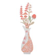 VÁZA S KVETMI DREVO 9,5x4x29CM RUŽOVÁ - FLORASYSTEM