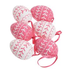 ZÁVES VAJCE PLAST S/6 6CM RUŽOVÁ+BIELA - FLORASYSTEM