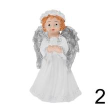 Biely dekoratívny anjel s ružovým venčekom.