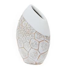 VÁZA POLYREZ S 23x16x35CM BIELOZLATÁ - FLORASYSTEM