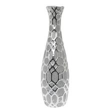 VÁZA KERAMIKA VZOR STRIEBORNÁ LESKLÁ 50CM - FLORASYSTEM