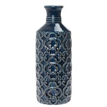 VÁZA ORNAMENT MODRÁ KERAMIKA 11.5*11.5*31CM  - FLORASYSTEM