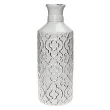 VÁZA ORNAMENT BIELA KERAMIKA 11.5*11.5*31CM  - FLORASYSTEM