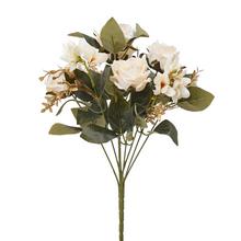 KYTICA RUŽA ZAMAT KRÉMOVÁ, DROB.KVETY, ZLAT.PAPRAĎ 40CM - FLORASYSTEM