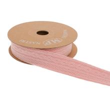 Pletená ružová stuha s šírkou 2,5 cm a dĺžkou 6 m.