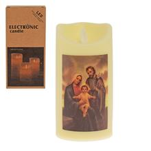LED sviečka s motívom Svätej Rodiny.