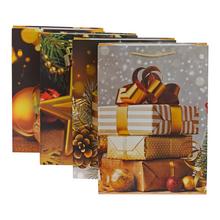 Vianočná darčeková taška veľkosti L s rôznymi motívmi.