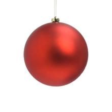Červená plastová vianočná guľa s lesklým a matným povrchom.
