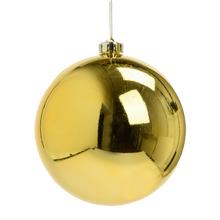 Zlatá vianočná guľa s lesklým a matným povrchom.