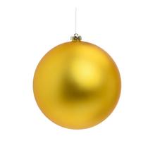 Zlatá plastová vianočná guľa s lesklým a matným povrchom.