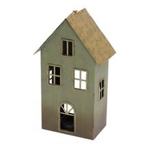 Zelený domček na čajovku z plechu.