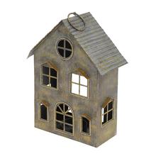 Sivý plechový domček na čajovku s oknami.