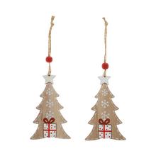 ZÁVES STROMČEK S DARČEKOM,NAT/ČER, DREVO S/2 6*10CM - FLORASYSTEM