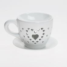 AROMALAMPA HRNČEK SRDIEČKA PORCELÁN 9,5x9,5CM BIELA - Foto0