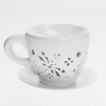 AROMALAMPA HRNČEK KVETY PORCELÁN 9,5x9,5CM BIELA - Foto0