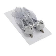 VTÁČIKY STRIEBORNÉ NA ŠTIPCI S/2 13*3*4,4CM - FLORASYSTEM