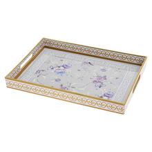 Plastový podnos s kvetinovým vzorom, rozmer 35x25 cm.