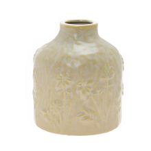 VÁZA MALÁ KRÉMOVÁ, VZOR TRÁVY KERAMIKA 18*18*20CM - FLORASYSTEM