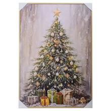 OBRAZ VIANOČNÝ STROMČEK, DARČEKY LED 60*90*2,5CM - FLORASYSTEM